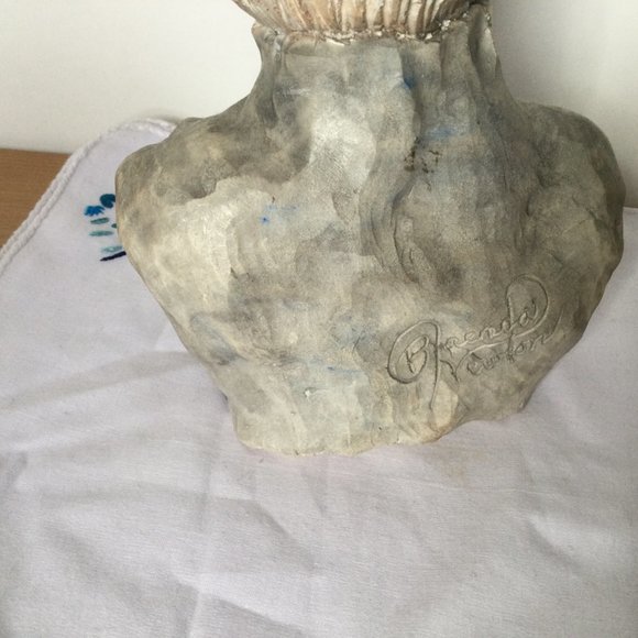 Vintage Figurine statue sculpture old man head very detailed artist signed rare - Picture 5 of 7